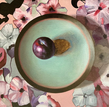 plum on a plate painting