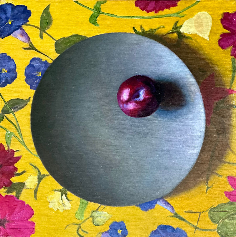 plum on a plate painting